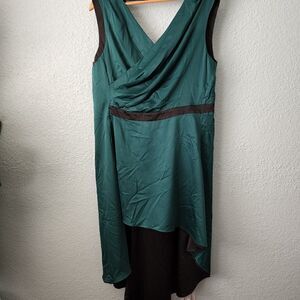 Rora Indigo two side high low sleeveless green black reversible! midi dress